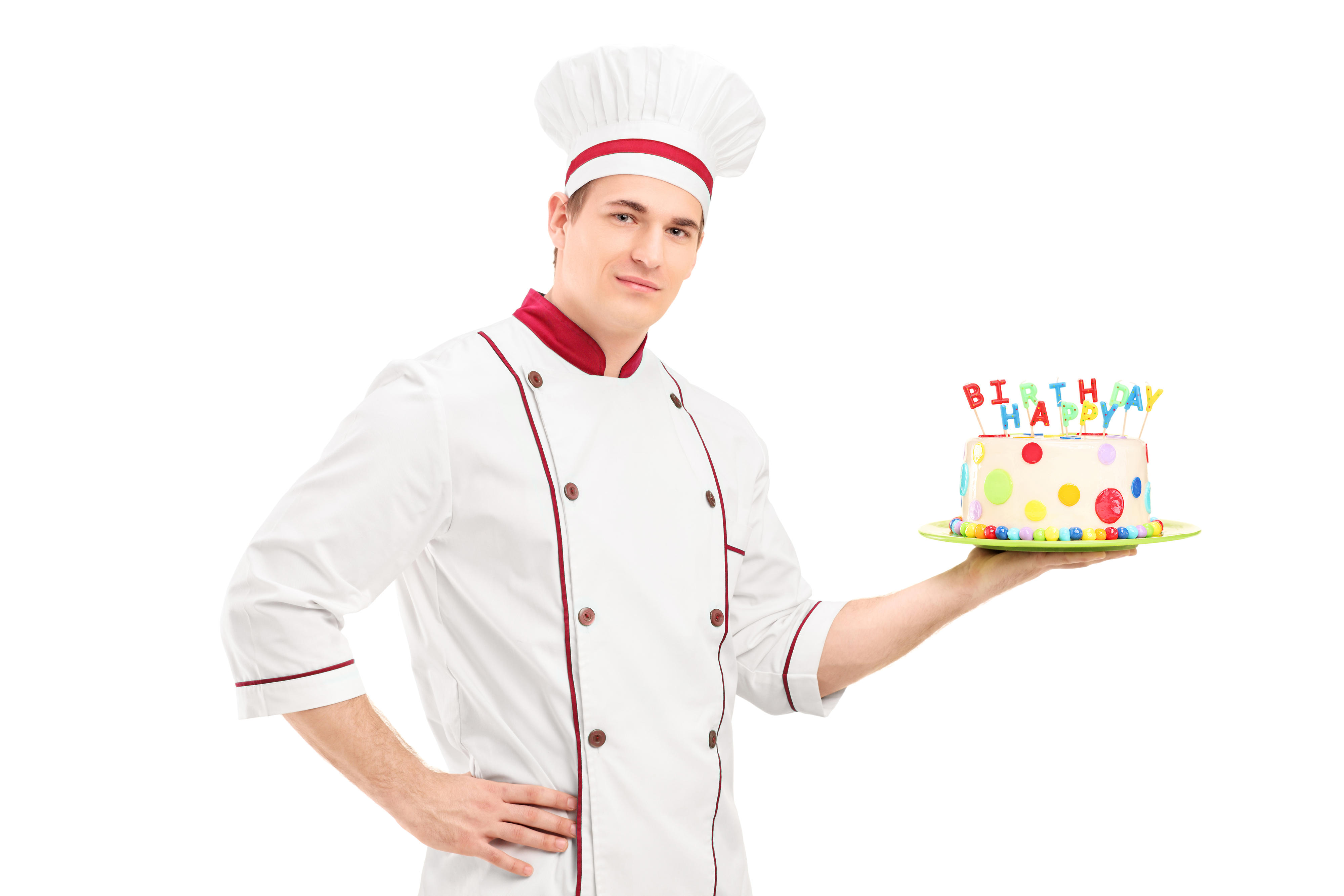 Chef avec gâteau d'anniversaire