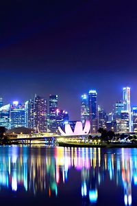 Singapur horizonte de la ciudad en la noche