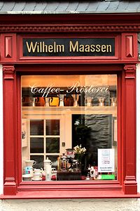 Window of a coffee-roaster shop in Montjoie (Germany)
